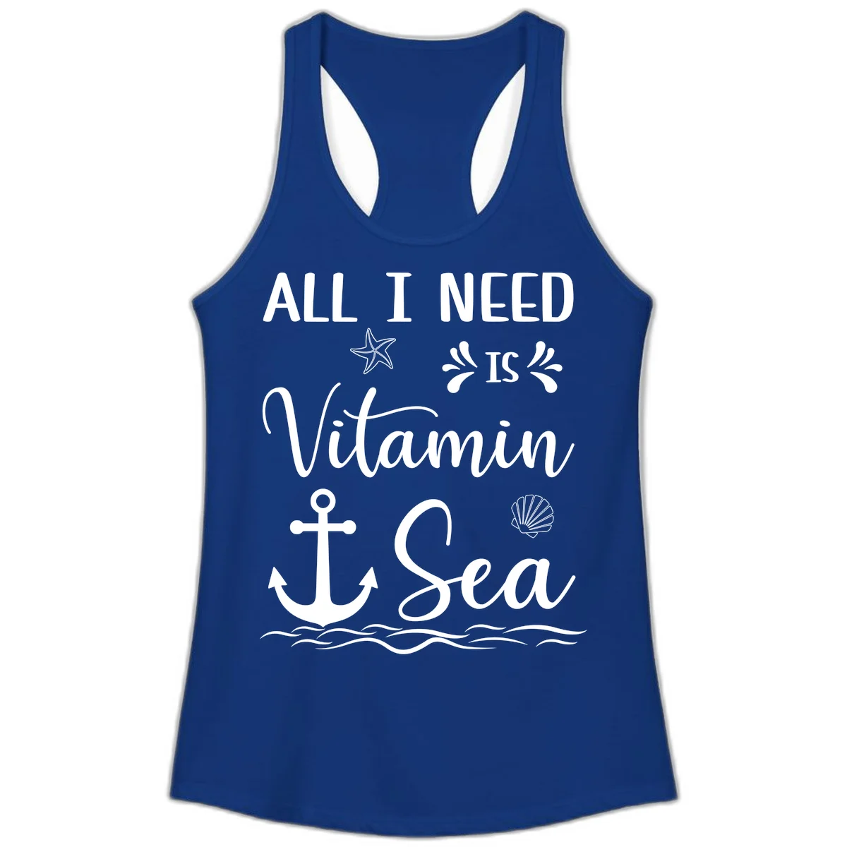 All I Need Is Vitamin Sea Ladies Tank Top in Solid Royal