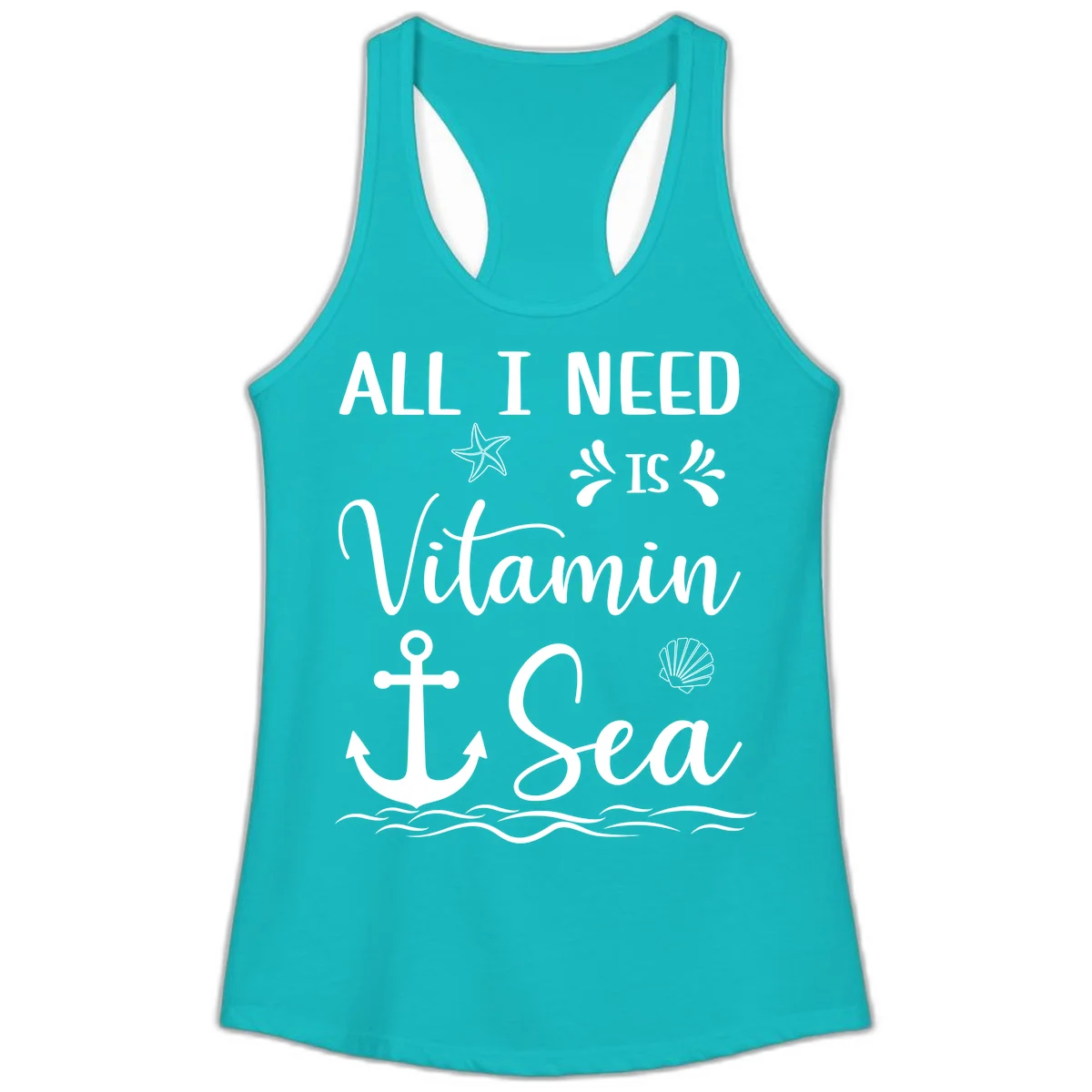 All I Need Is Vitamin Sea Ladies Tank Top in Tahiti Blue