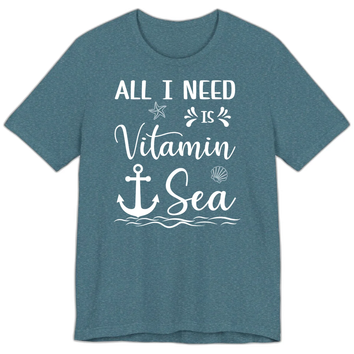 All I Need Is Vitamin Sea Premium Cruise Tee in Heather Deep Teal