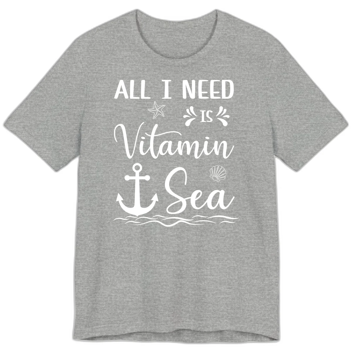 All I Need Is Vitamin Sea Premium Cruise Tee in Athletic Heather