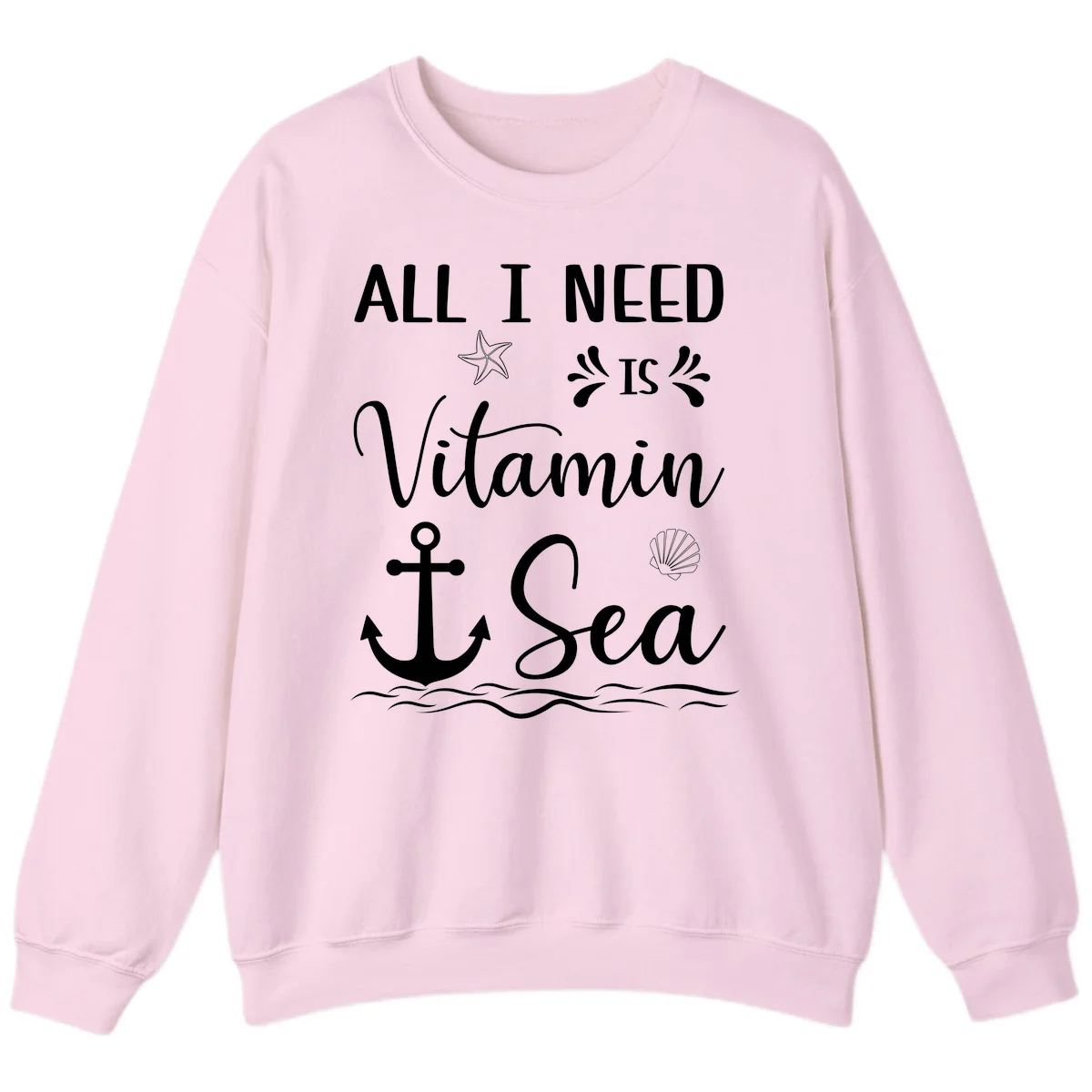 All I Need Is Vitamin Sea Cruise Sweatshirt in Light Pink