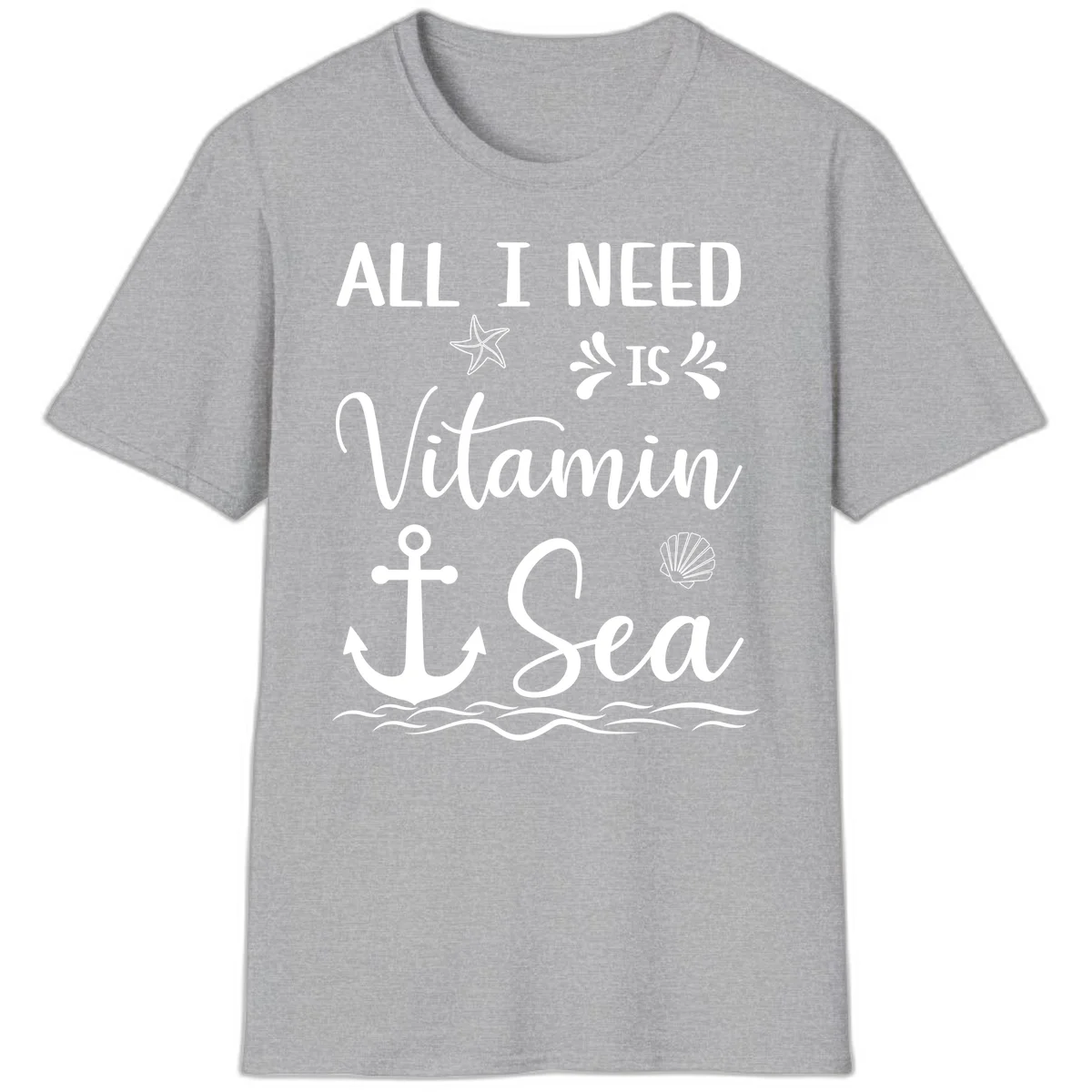All I Need Is Vitamin Sea Cruise Vacation T-Shirt in Sport Grey