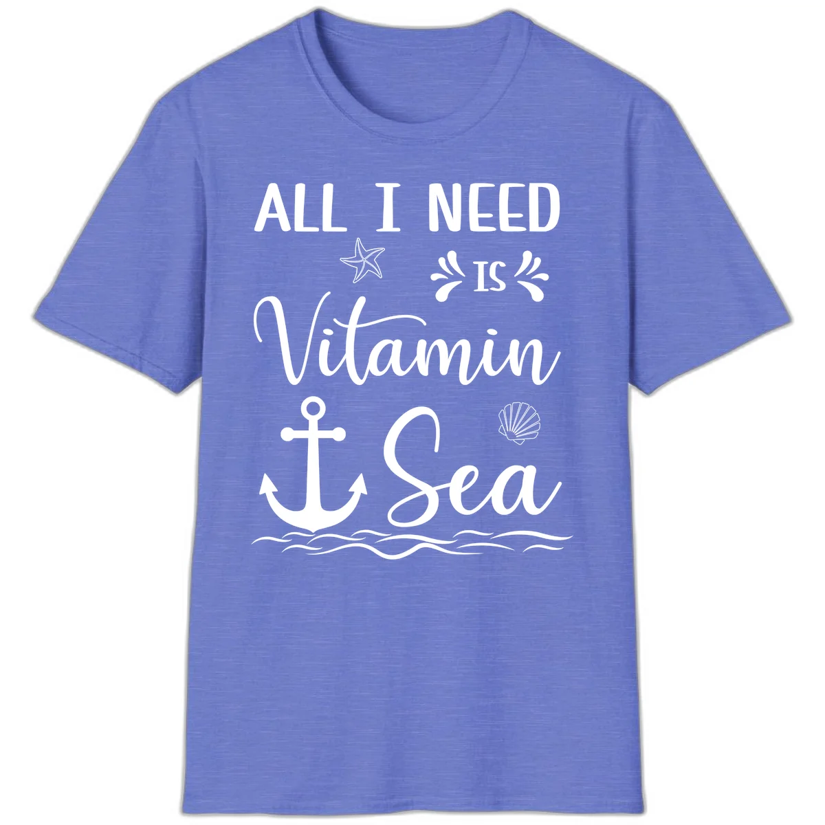 All I Need Is Vitamin Sea Cruise Vacation T-Shirt in Heather Royal