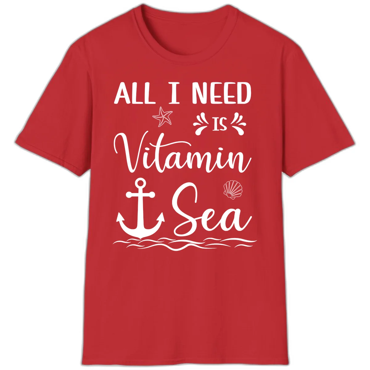 All I Need Is Vitamin Sea Cruise Vacation T-Shirt in Red