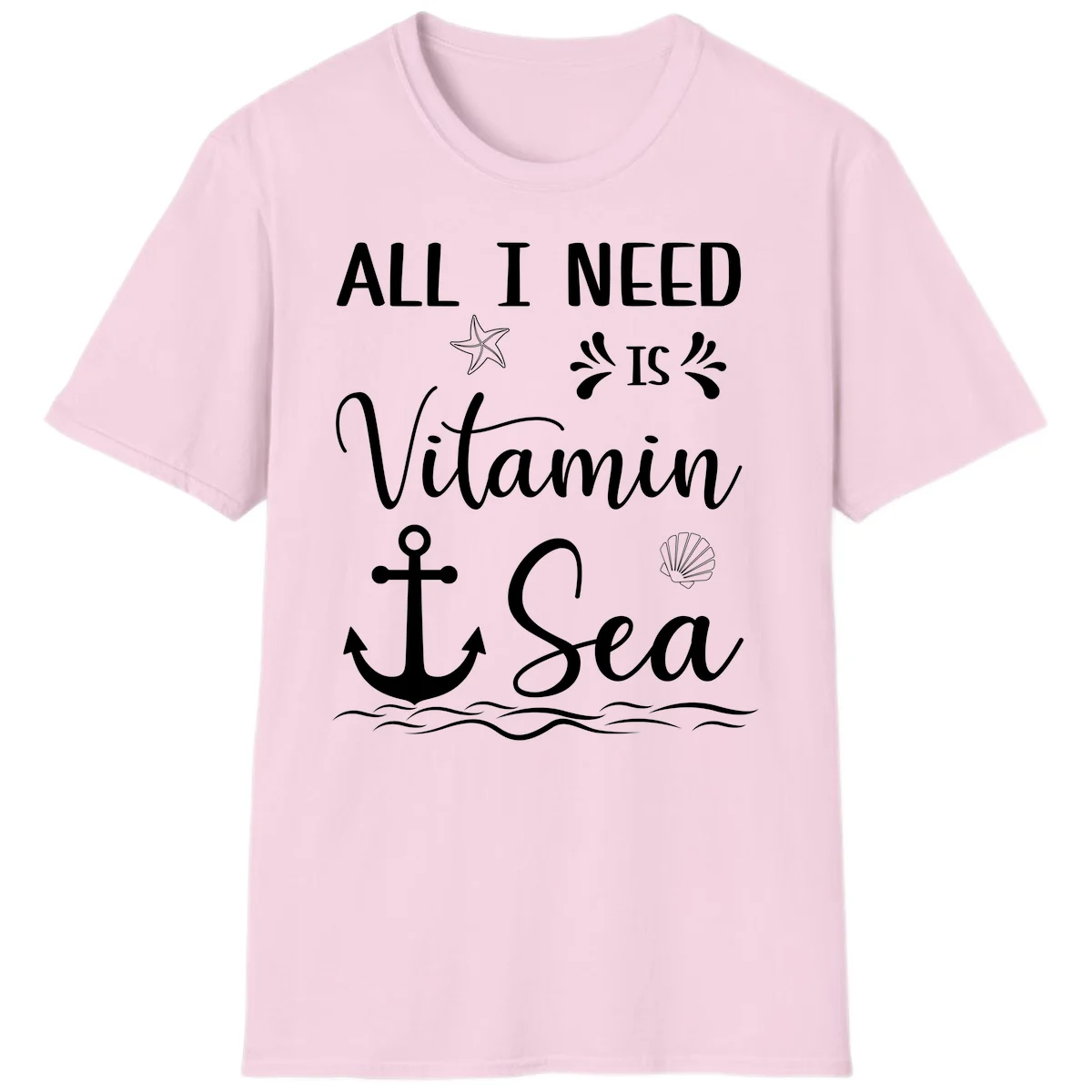 All I Need Is Vitamin Sea Cruise Vacation T-Shirt in Light Pink