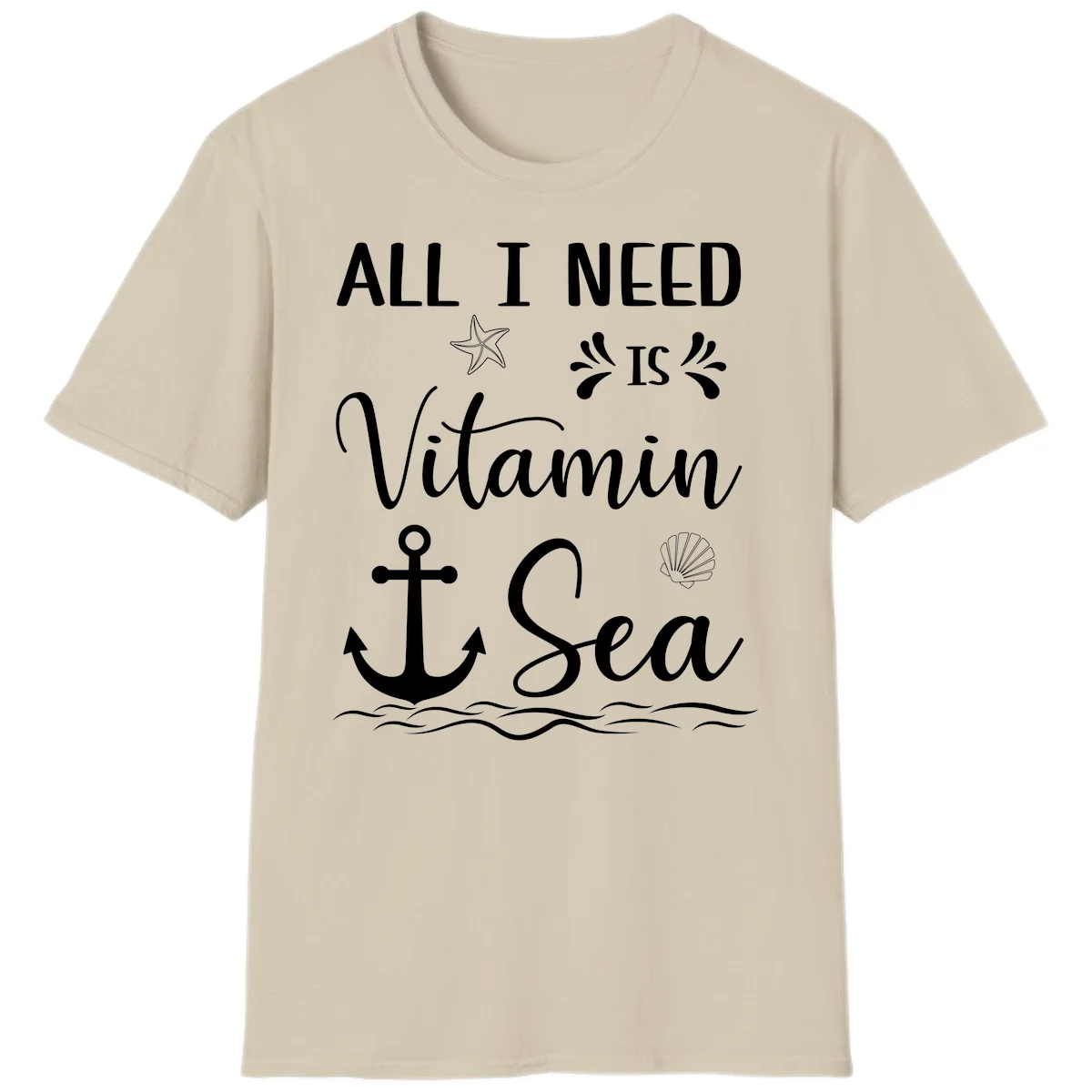 All I Need Is Vitamin Sea Cruise Vacation T-Shirt in Sand