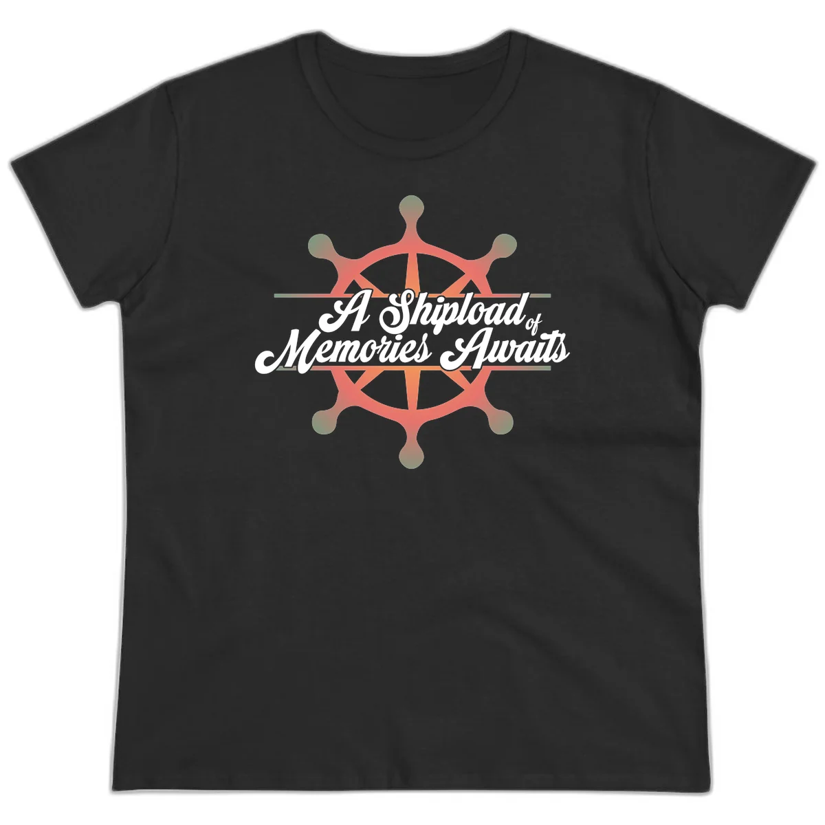 A Shipload Of Memories Awaits Ladies Tee in Black