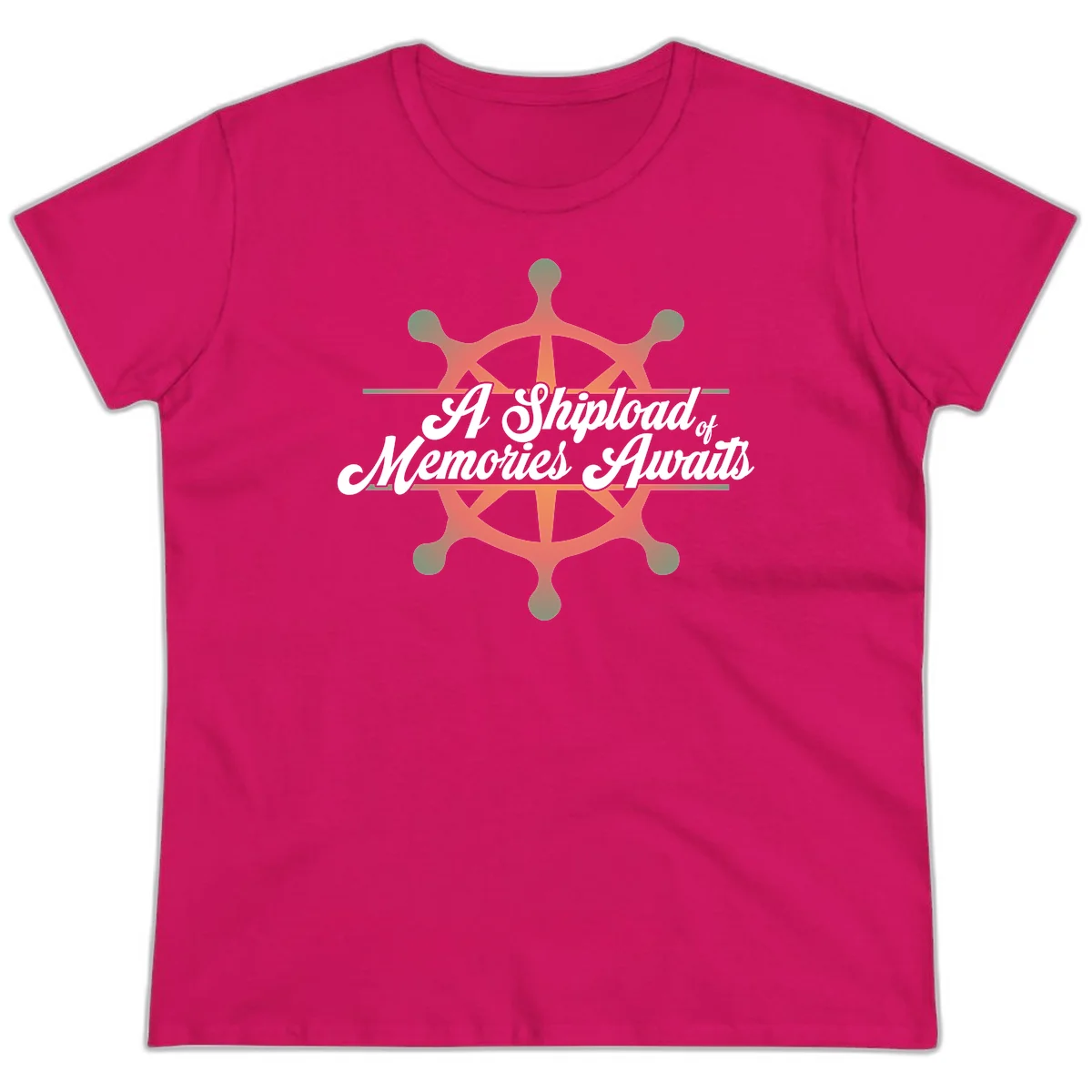 A Shipload Of Memories Awaits Ladies Tee in Heliconia