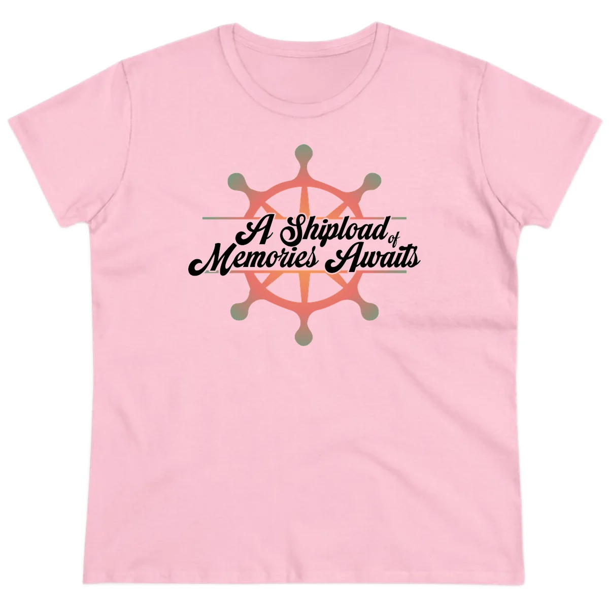 A Shipload Of Memories Awaits Ladies Tee in Light Pink