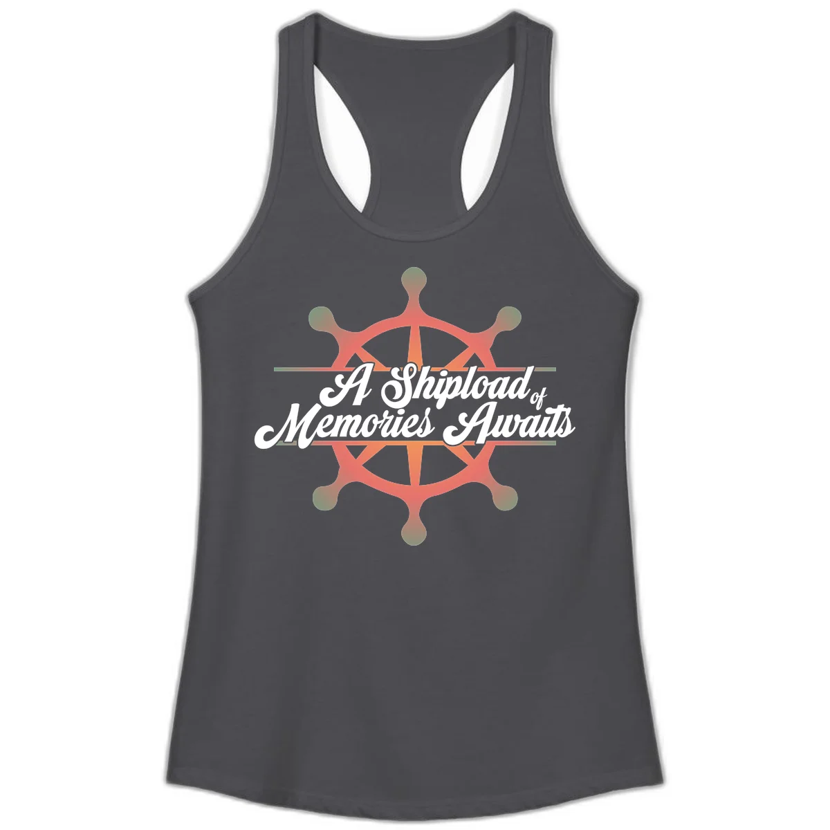 A Shipload Of Memories Awaits Ladies Tank in Solid Dark Gray