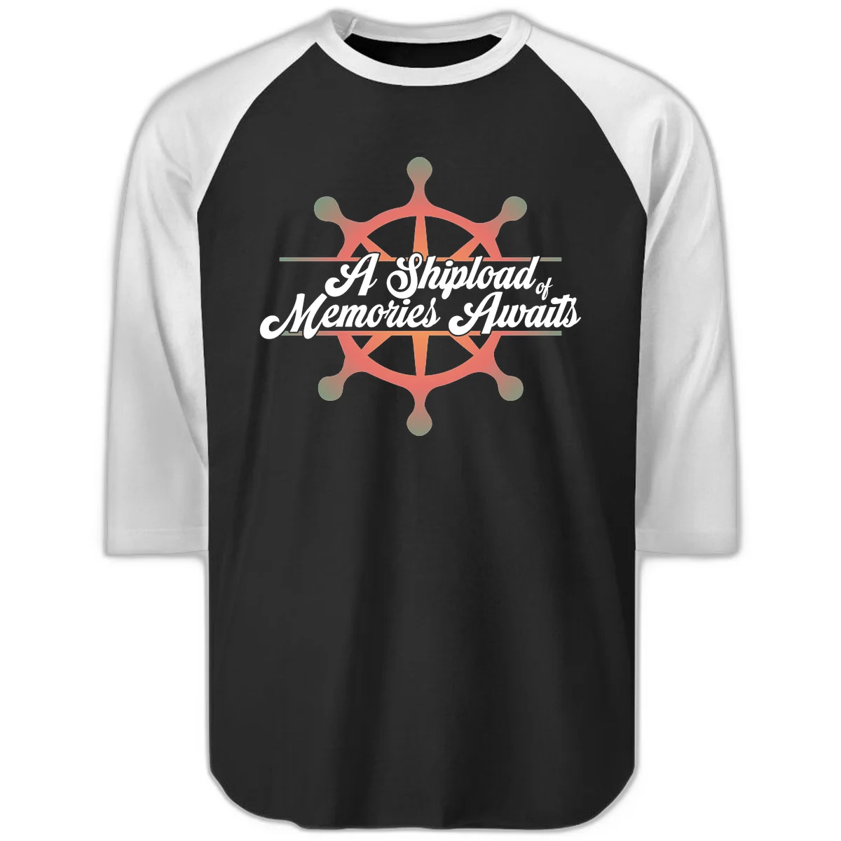 A Shipload Of Memories Awaits Raglan 3/4 Tee in Black White