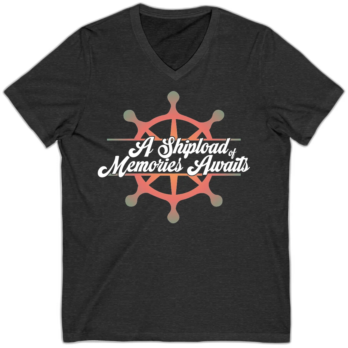 A Shipload Of Memories Awaits V-Neck in Dark Grey Heather