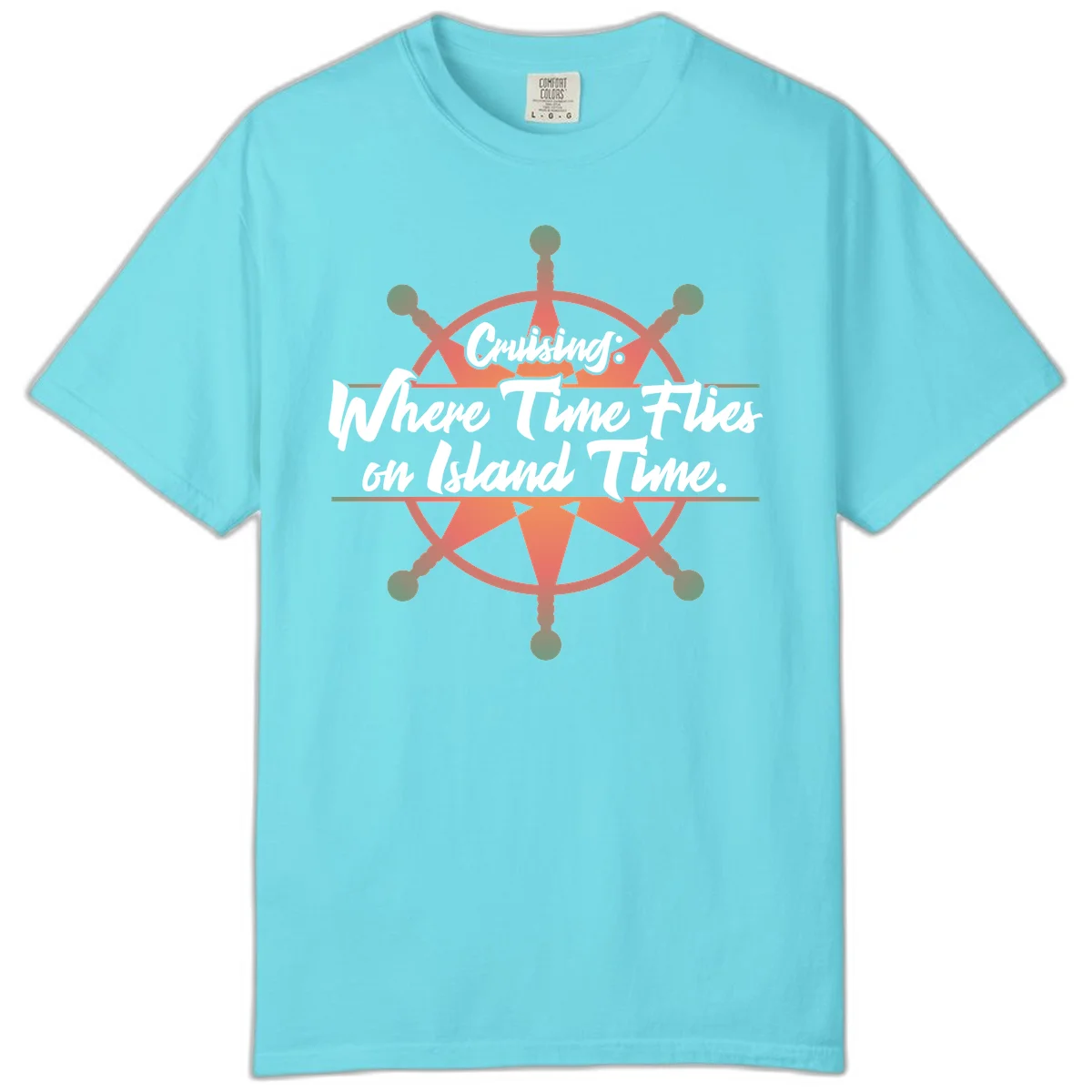 Cruising: Where Time Flies on Island Time Comfort Color in Lagoon Blue
