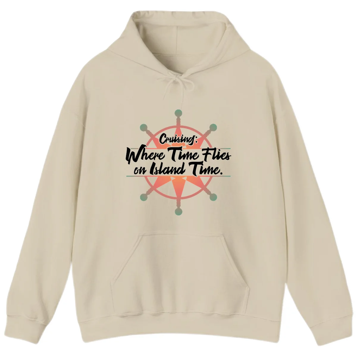 Cruising: Where Time Flies on Island Time Hoodie in Sand
