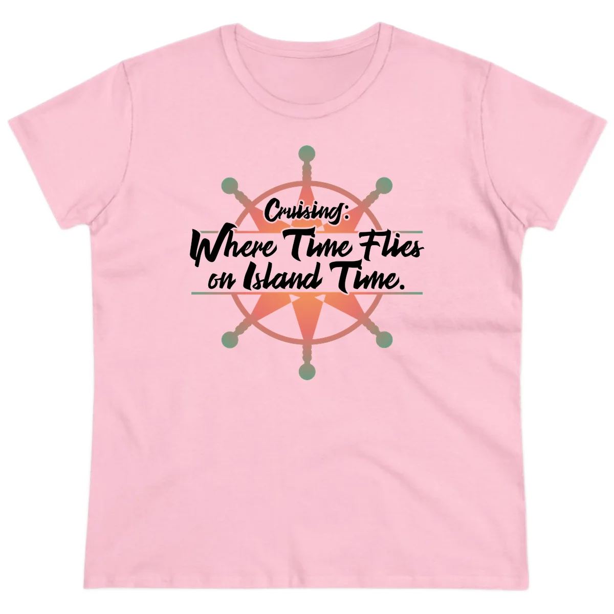 Cruising: Where Time Flies on Island Time Ladies Tee in Light Pink