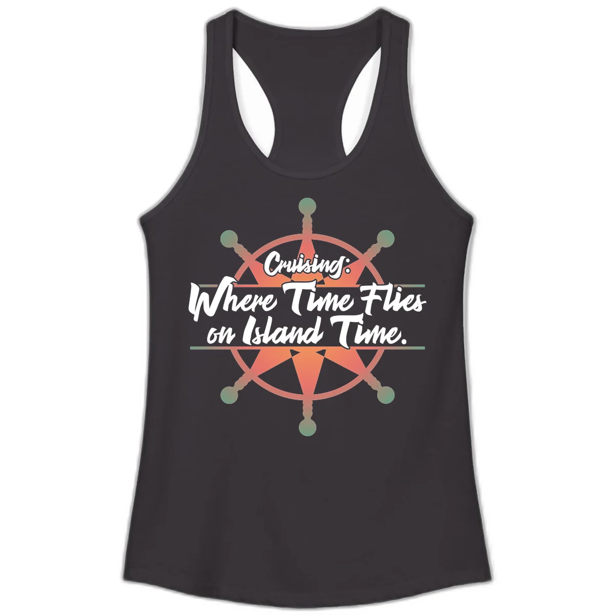 Cruising: Where Time Flies on Island Time Ladies Tank in Black