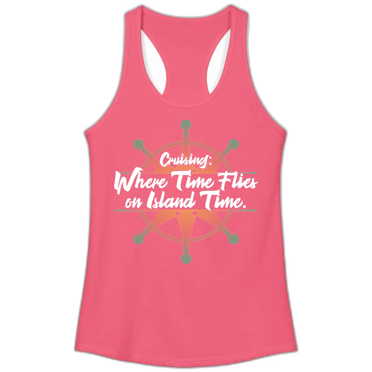Cruising: Where Time Flies on Island Time Ladies Tank in Hot Pink