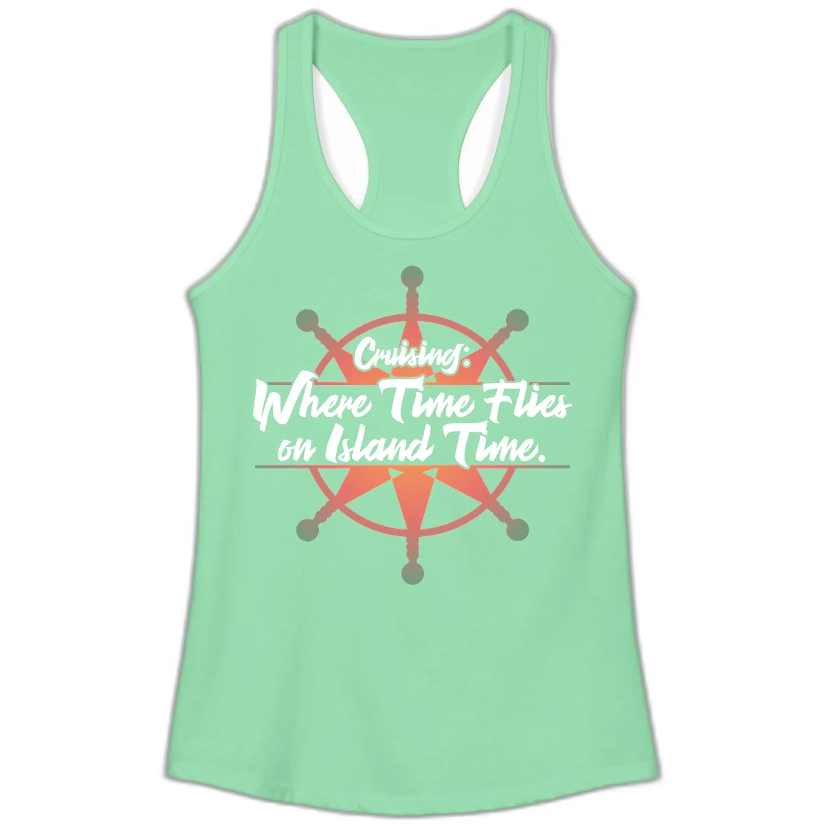 Cruising: Where Time Flies on Island Time Ladies Tank in Solid Mint