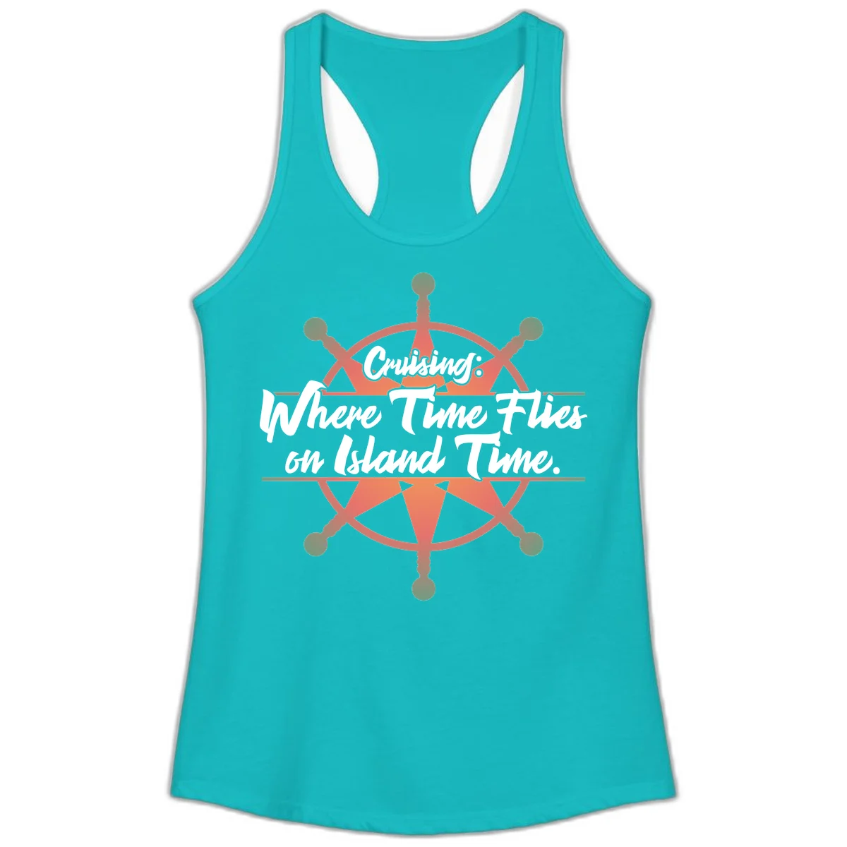 Cruising: Where Time Flies on Island Time Ladies Tank in Tahiti Blue