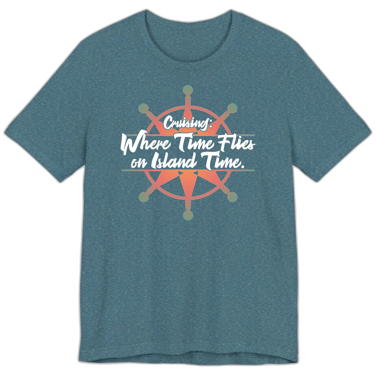 Cruising: Where Time Flies on Island Time Premium T-Shirt in Heather Deep Teal