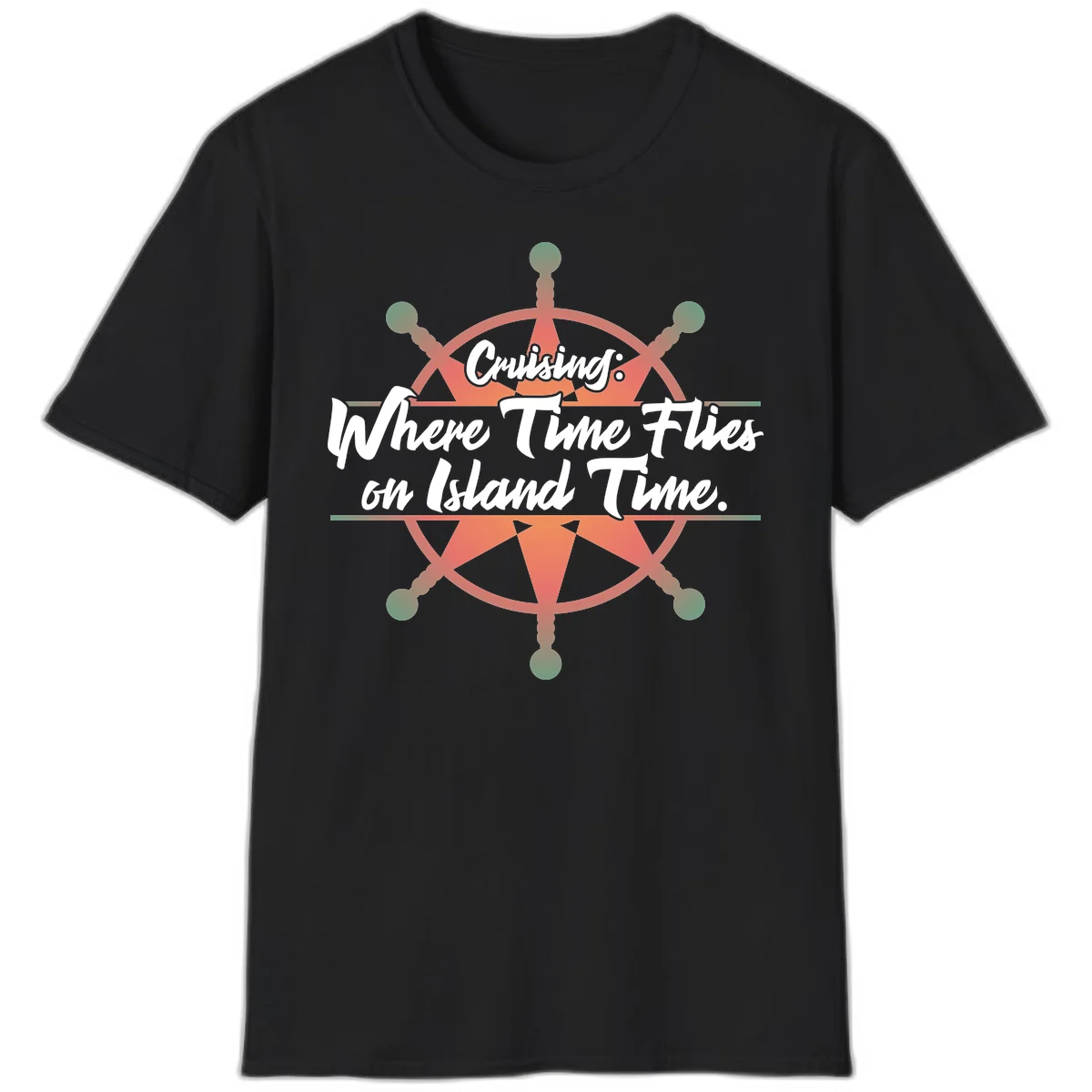 Cruising: Where Time Flies on Island Time T-Shirt in Black