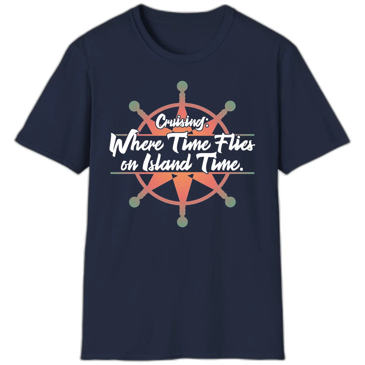 Cruising: Where Time Flies on Island Time T-Shirt in Navy