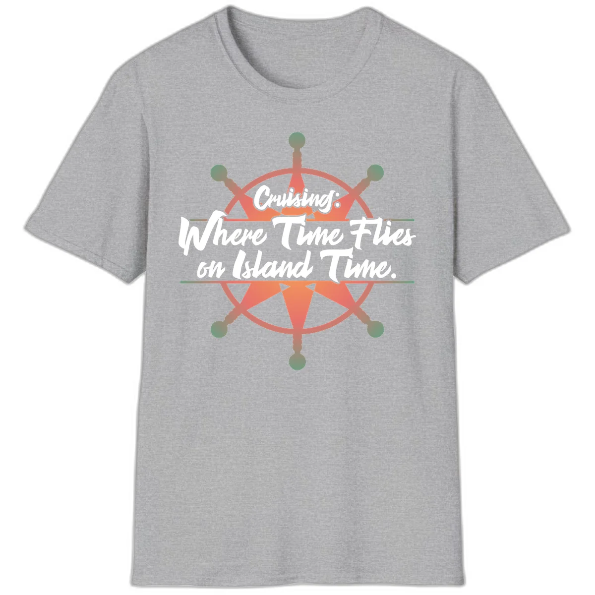 Cruising: Where Time Flies on Island Time T-Shirt in Sport Grey