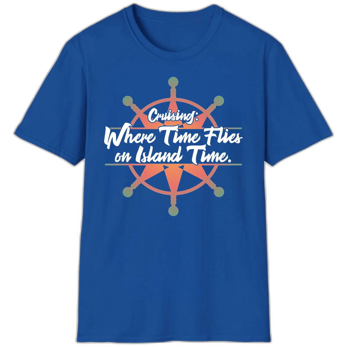 Cruising: Where Time Flies on Island Time T-Shirt in Royal