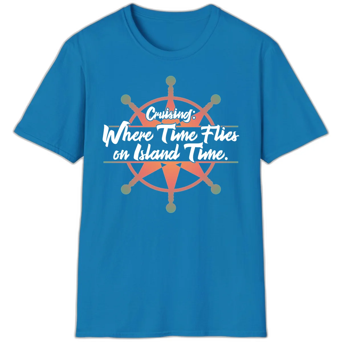 Cruising: Where Time Flies on Island Time T-Shirt in Sapphire