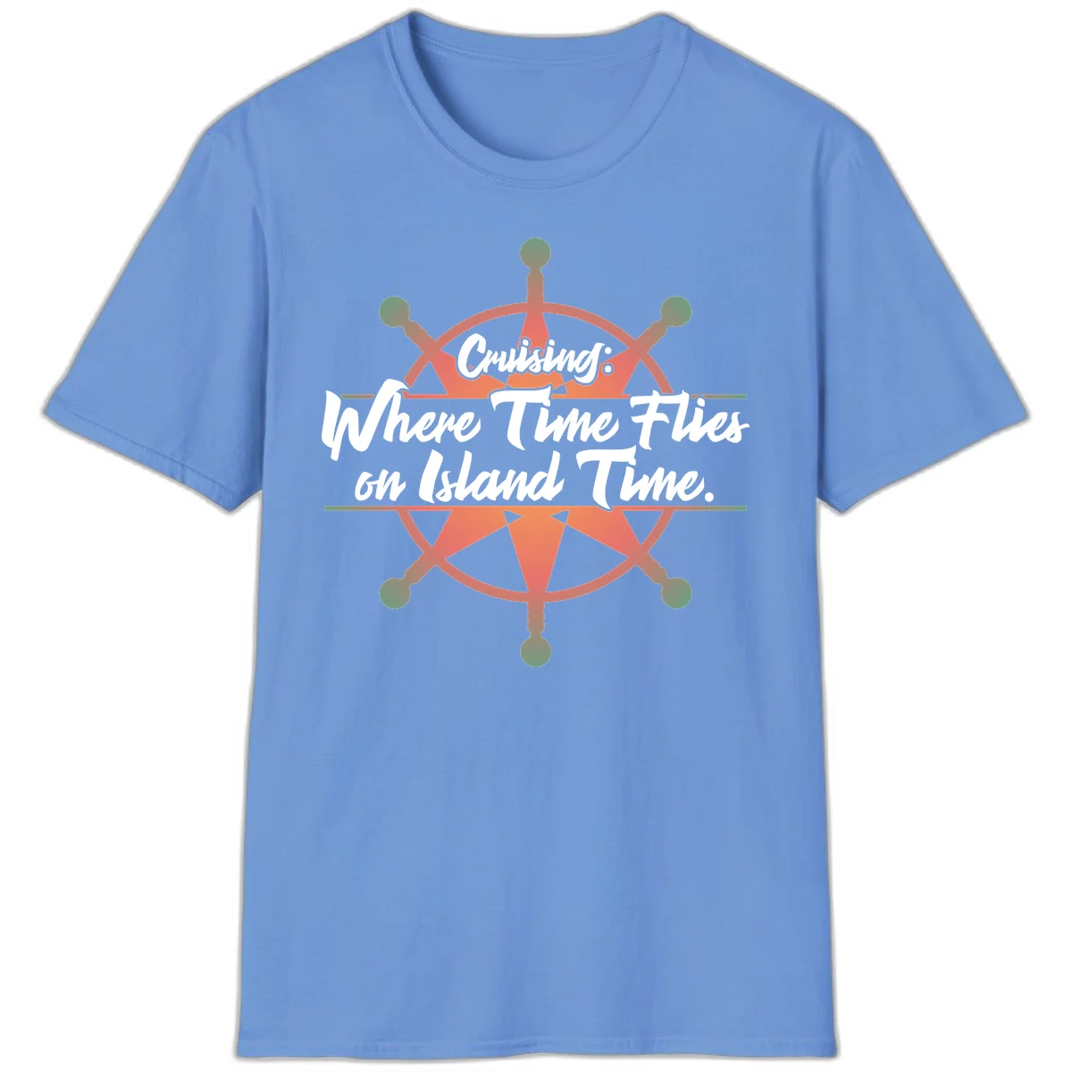 Cruising: Where Time Flies on Island Time T-Shirt in Carolina Blue