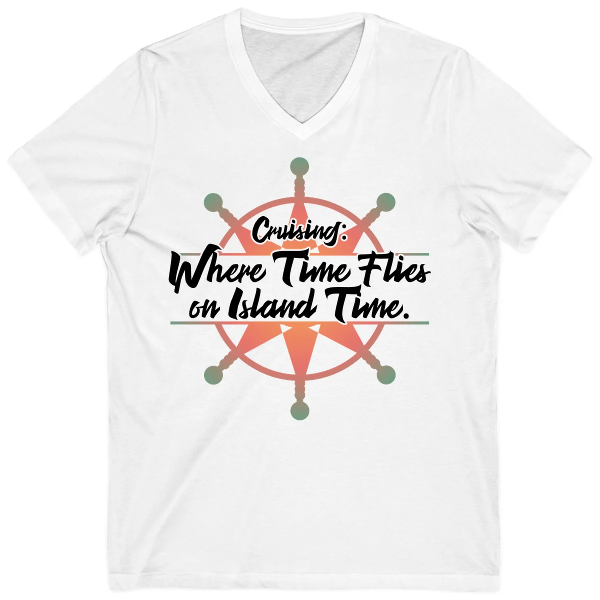 Cruising: Where Time Flies on Island Time V-Neck in White