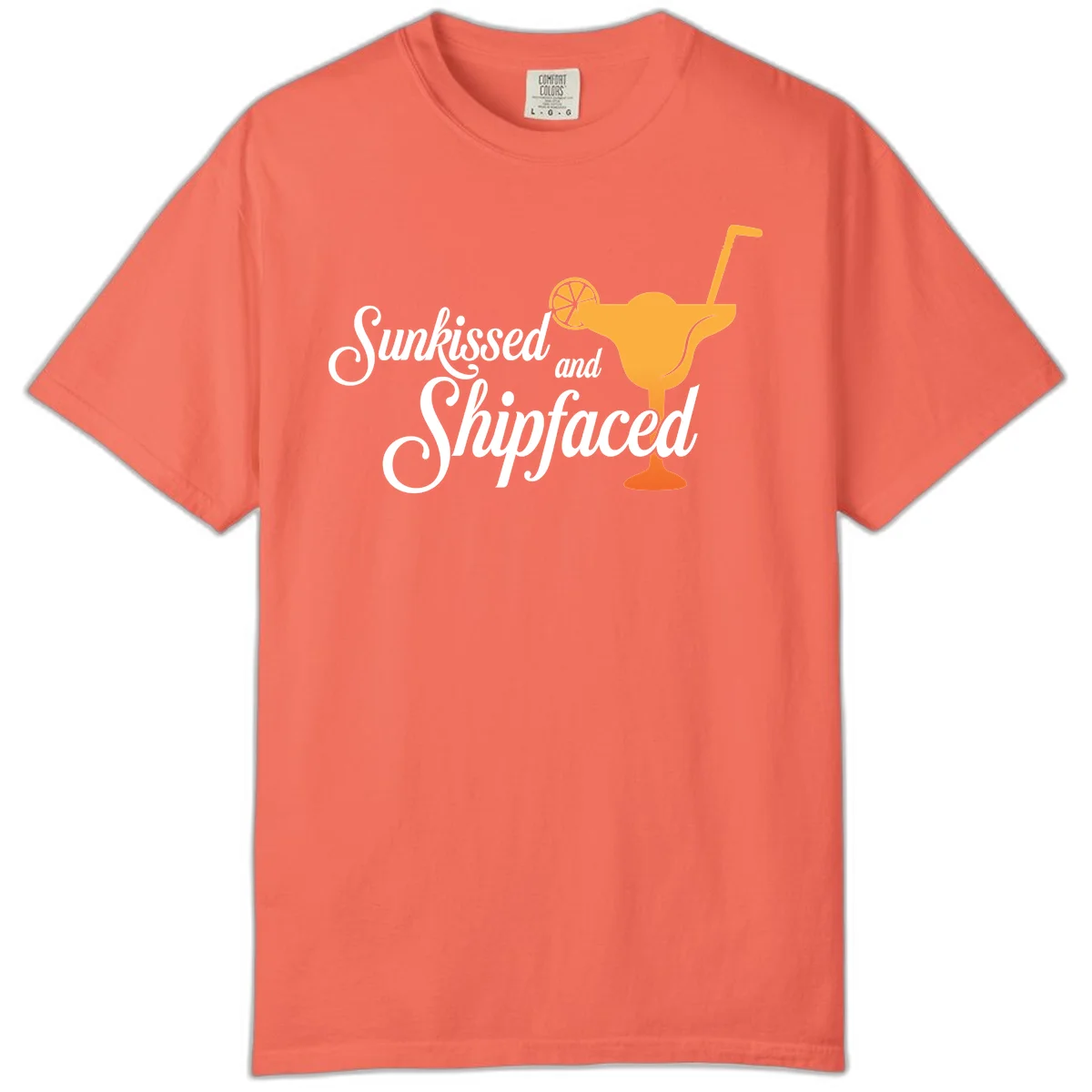 Sunkissed And Shipfaced Comfort Colors T-Shirt in Bright Salmon