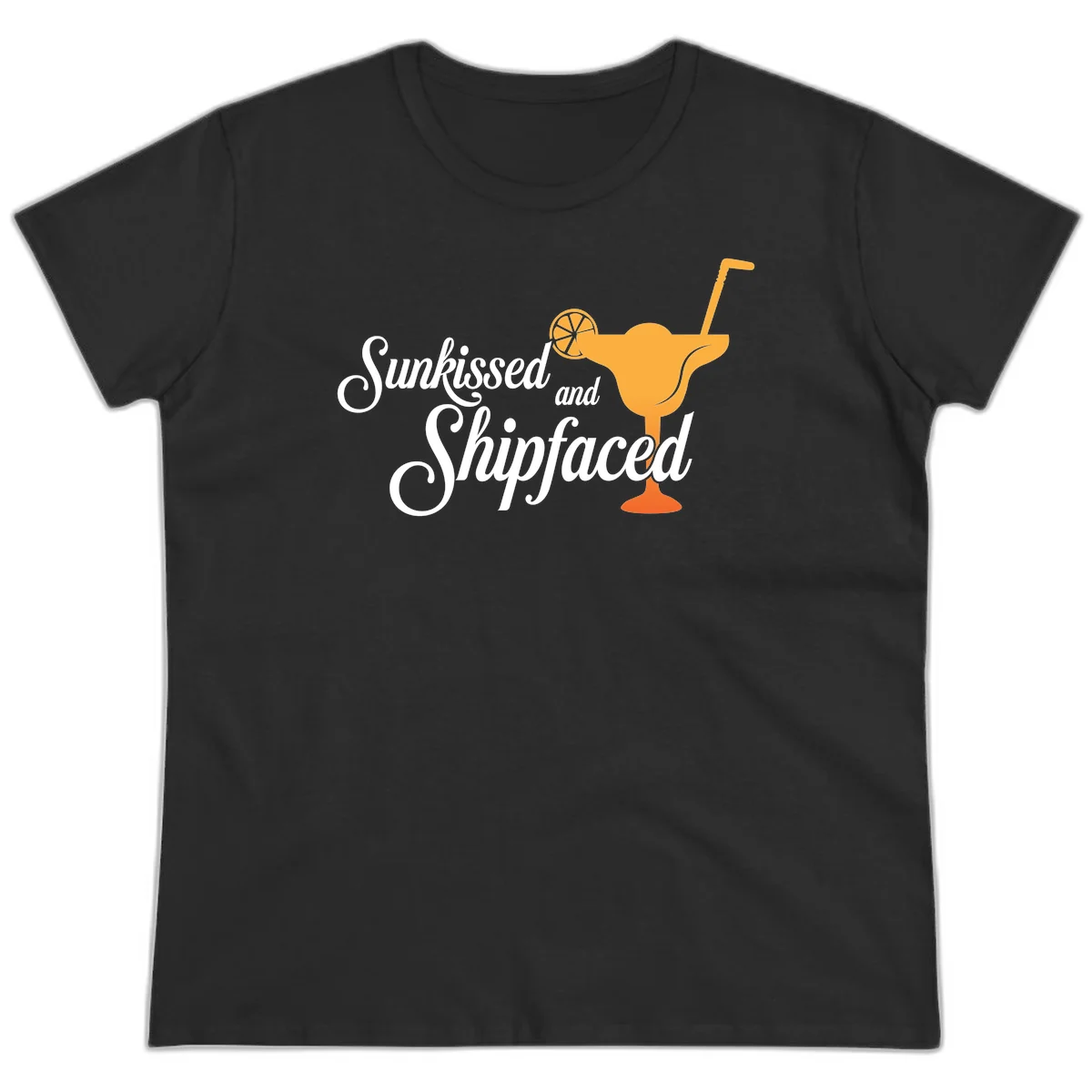 Sunkissed And Shipfaced Ladies Cruise Tee in Black