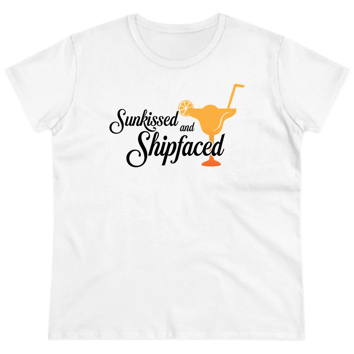 Sunkissed And Shipfaced Ladies Cruise Tee in White
