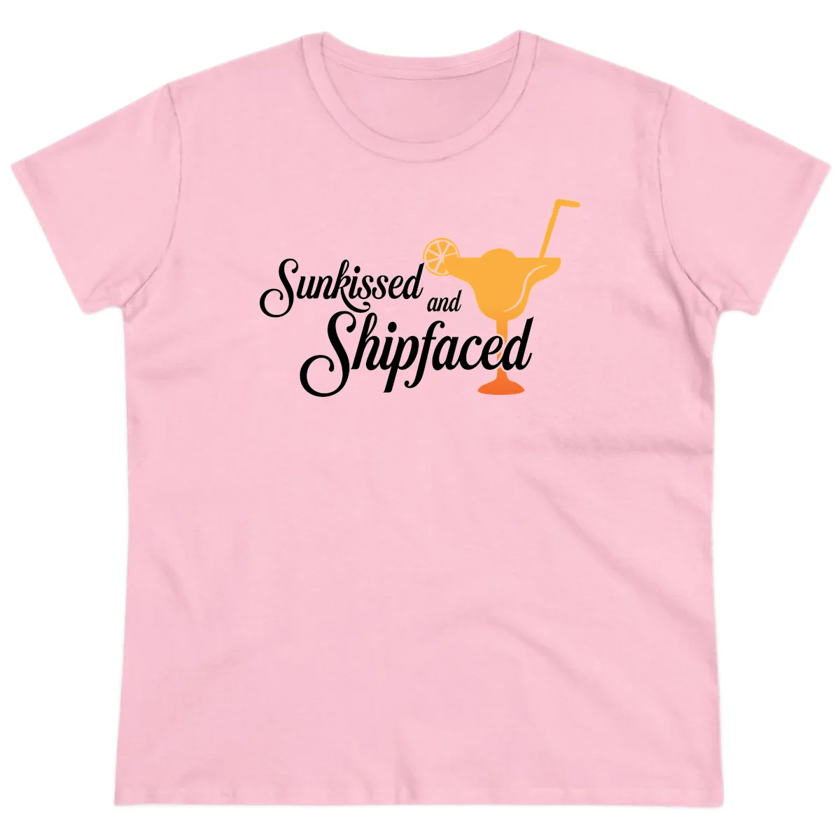 Sunkissed And Shipfaced Ladies Cruise Tee in Light Pink