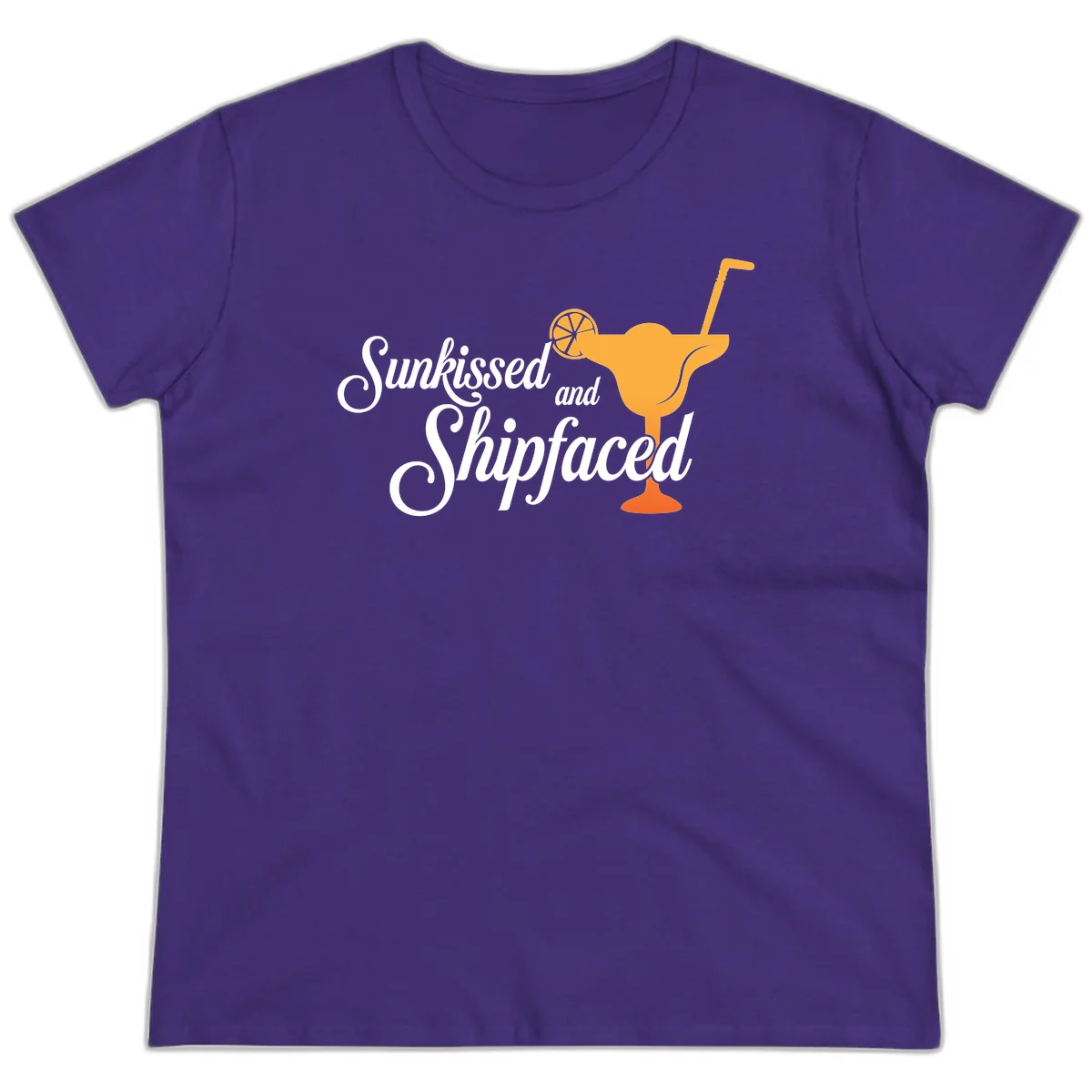Sunkissed And Shipfaced Ladies Cruise Tee in Purple
