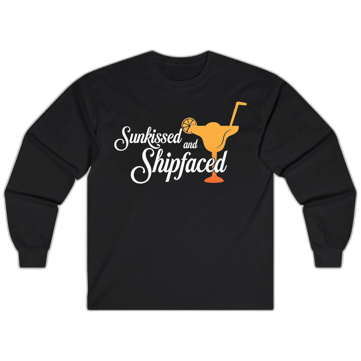 Sunkissed And Shipfaced Cruise Long Sleeve Tee in Black