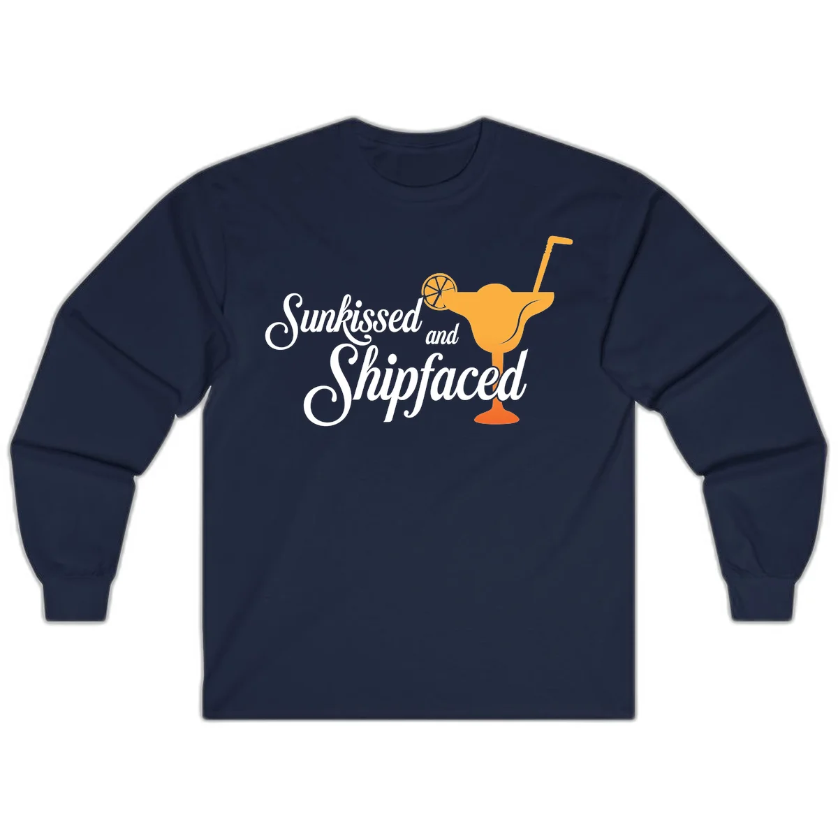 Sunkissed And Shipfaced Cruise Long Sleeve Tee in Navy