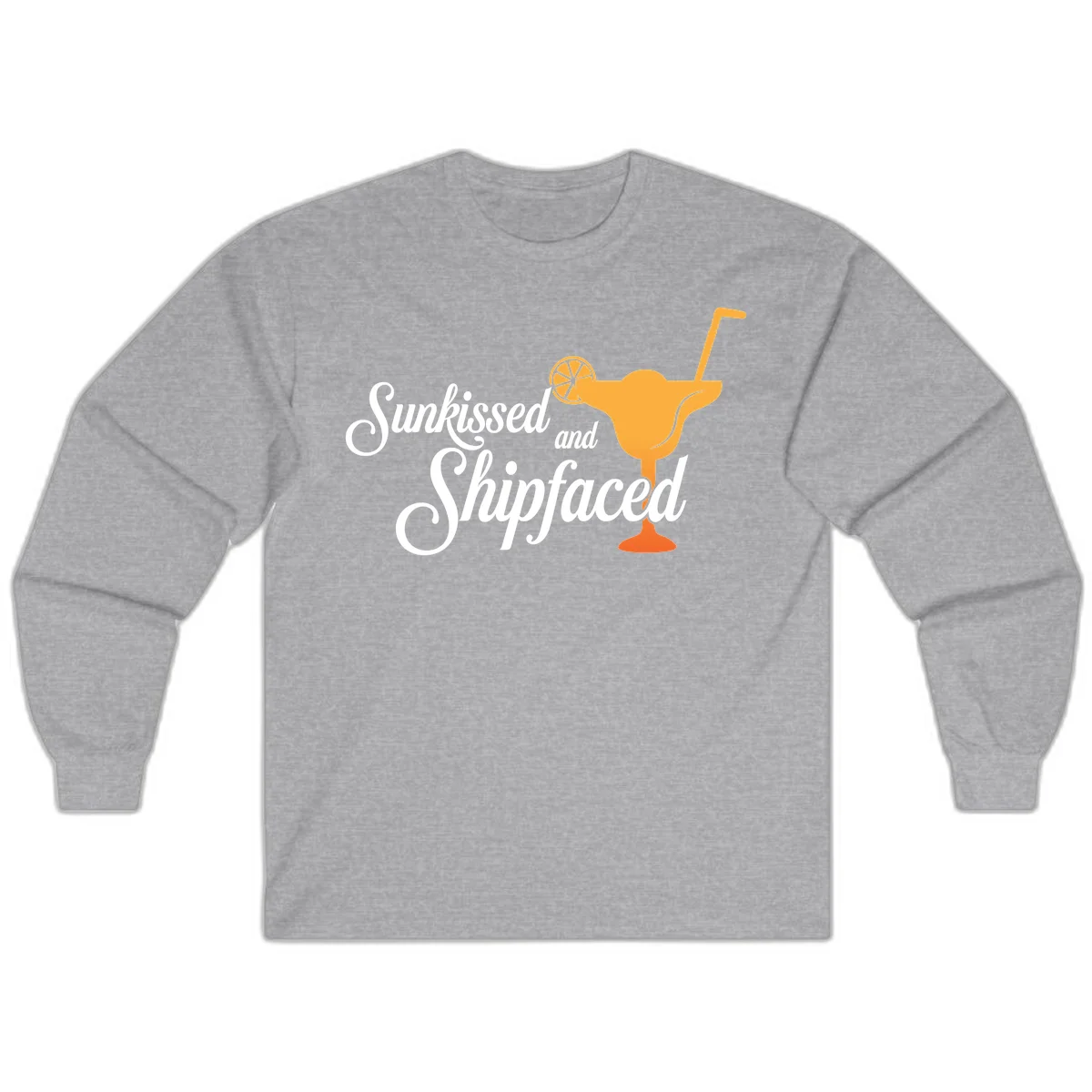 Sunkissed And Shipfaced Cruise Long Sleeve Tee in Sport Grey
