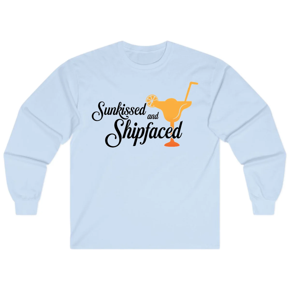 Sunkissed And Shipfaced Cruise Long Sleeve Tee in Light Blue