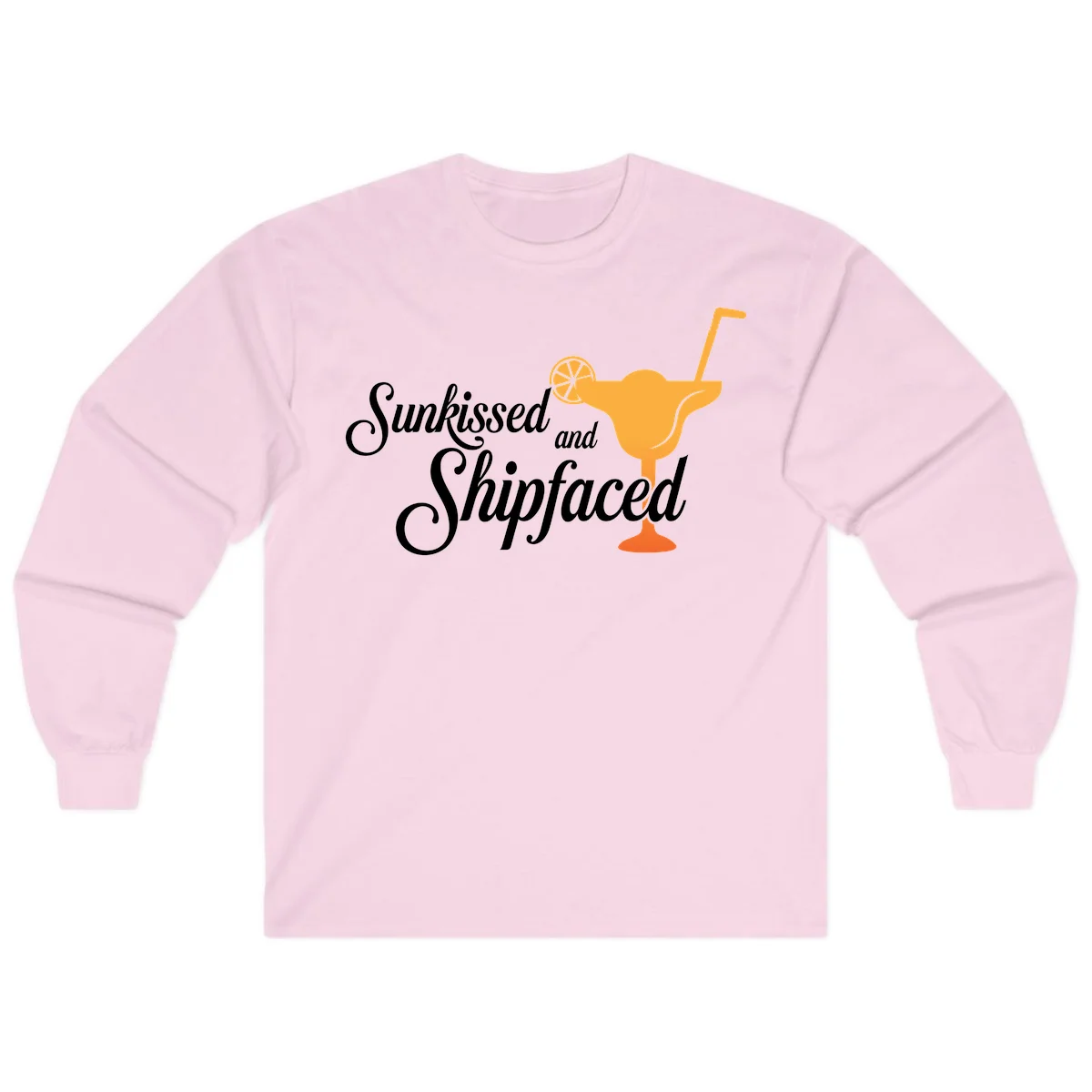 Sunkissed And Shipfaced Cruise Long Sleeve Tee in Light Pink