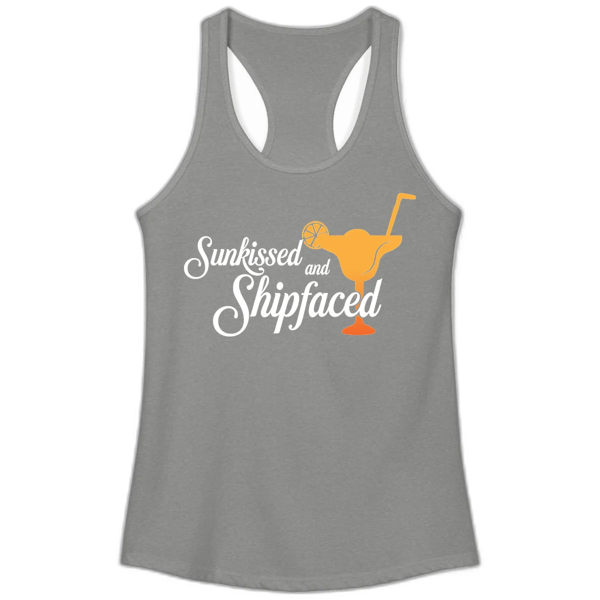 Sunkissed And Shipfaced Ladies Cruise Tank in Heather Grey