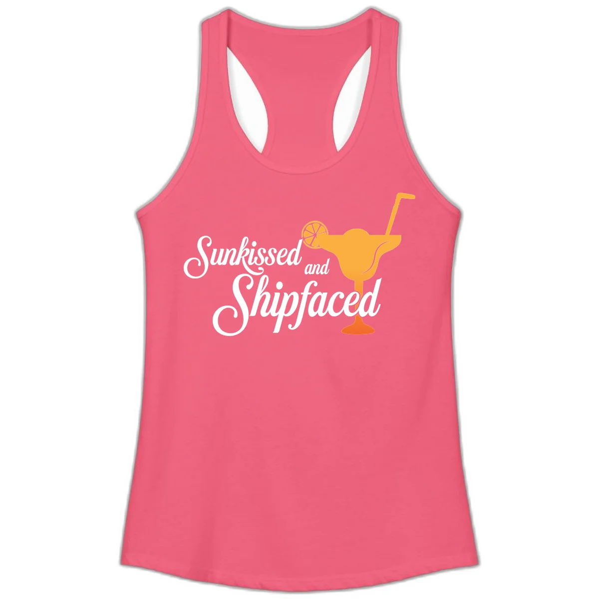 Sunkissed And Shipfaced Ladies Cruise Tank in Hot Pink