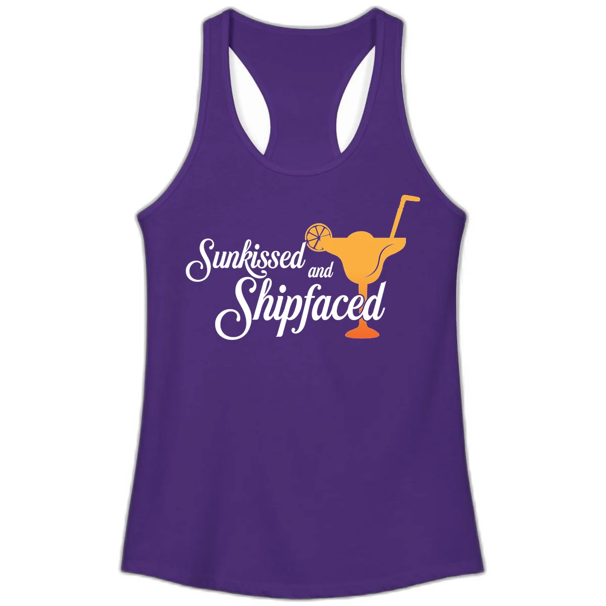 Sunkissed And Shipfaced Ladies Cruise Tank in Solid Purple Rush