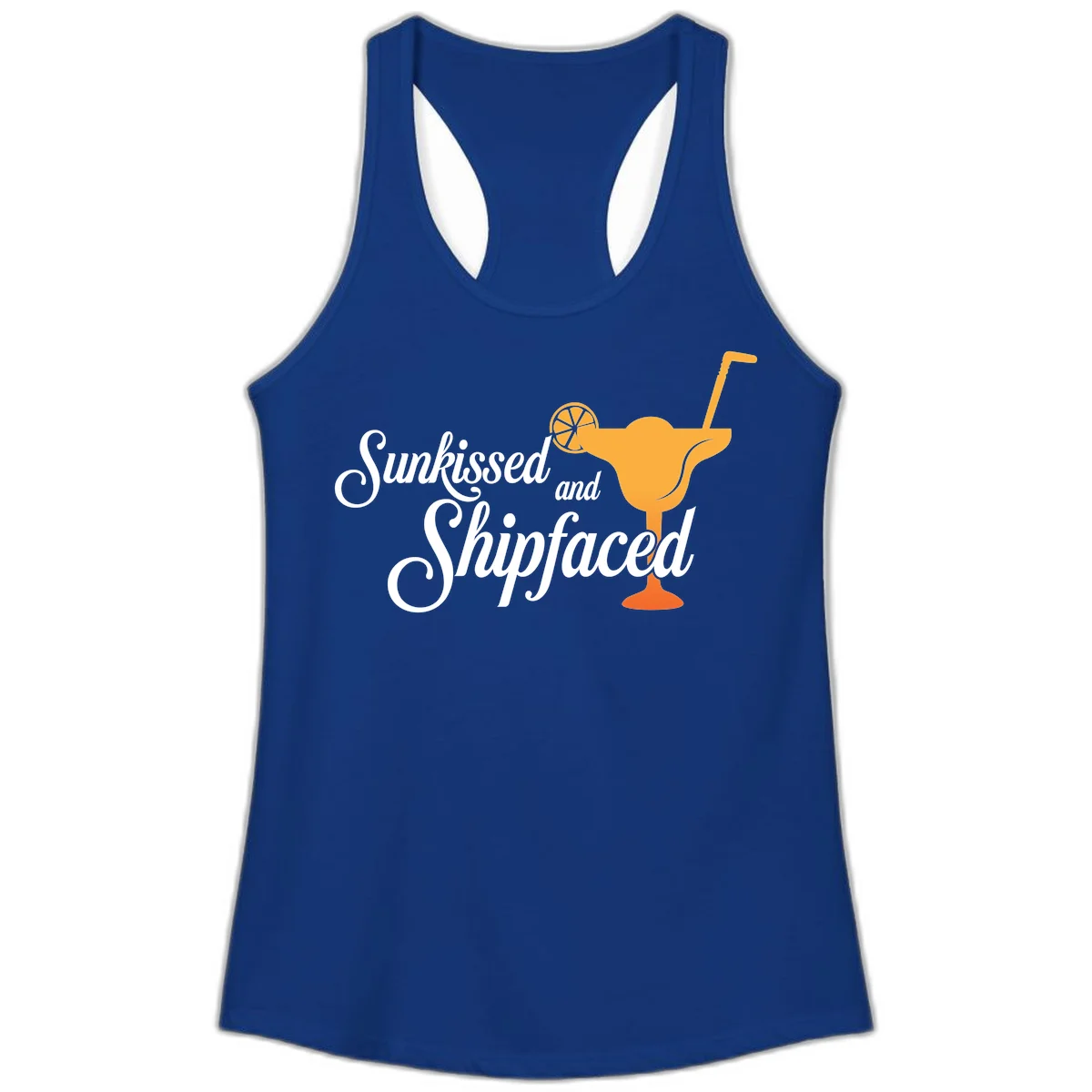 Sunkissed And Shipfaced Ladies Cruise Tank in Solid Royal