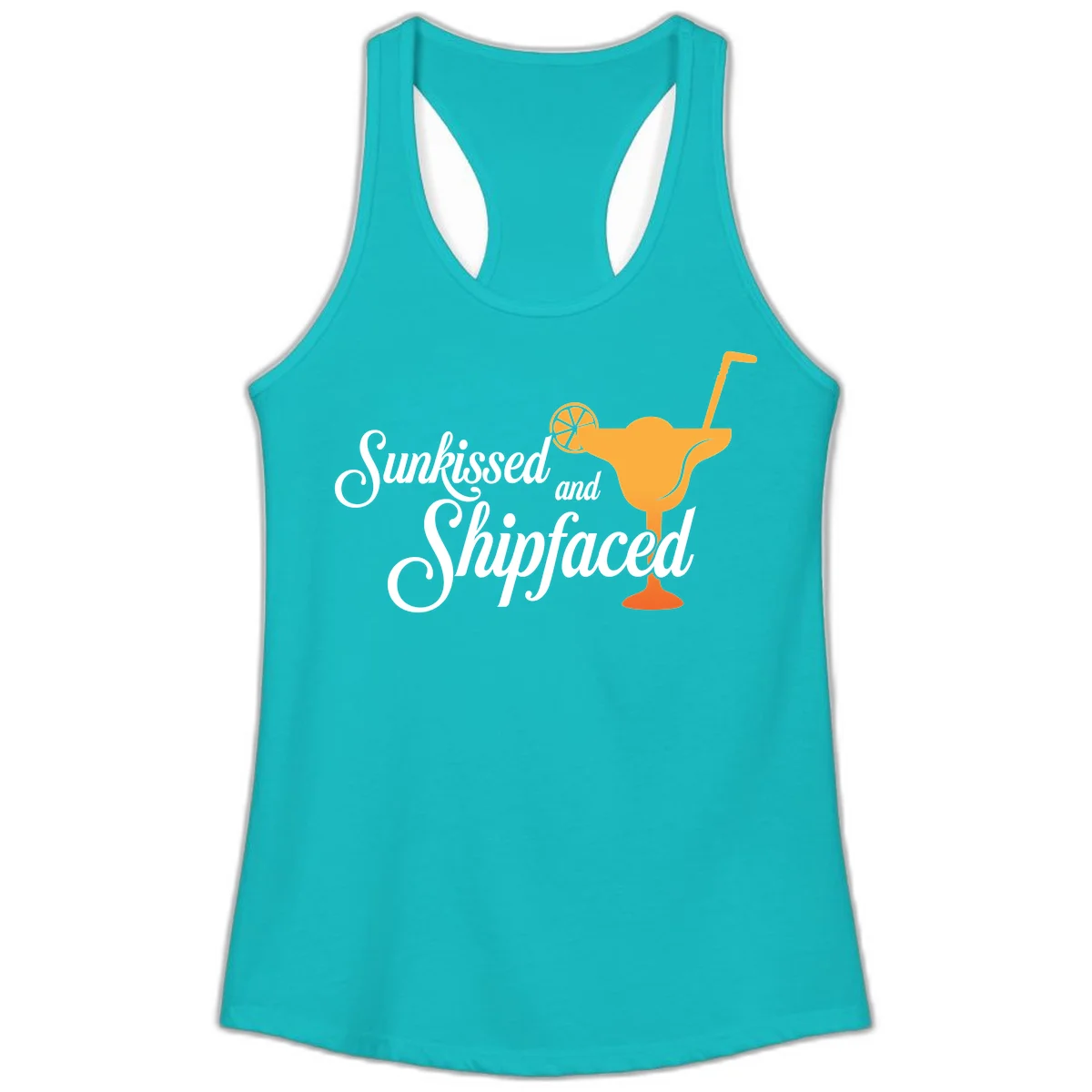 Sunkissed And Shipfaced Ladies Cruise Tank in Tahiti Blue