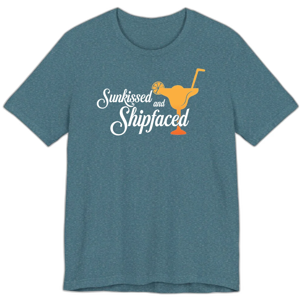 Sunkissed And Shipfaced Premium Cruise T-Shirt in Heather Deep Teal