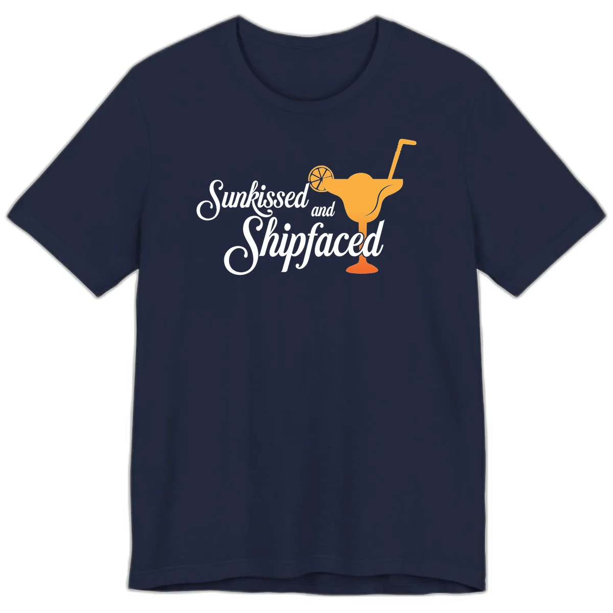 Sunkissed And Shipfaced Premium Cruise T-Shirt in Navy