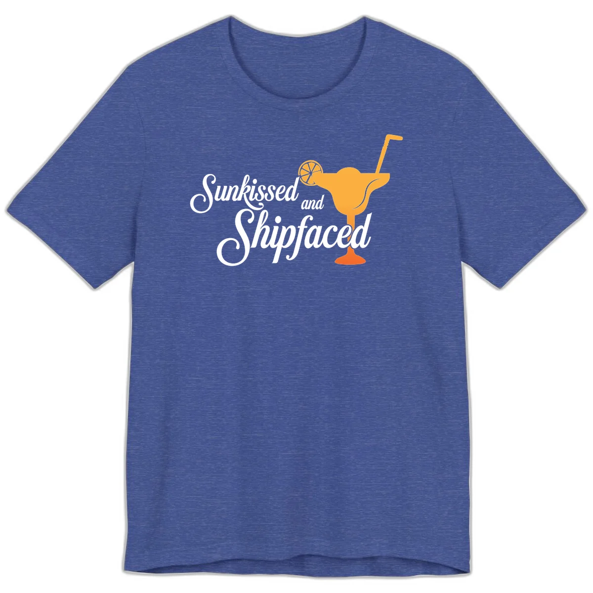 Sunkissed And Shipfaced Premium Cruise T-Shirt in Heather True Royal