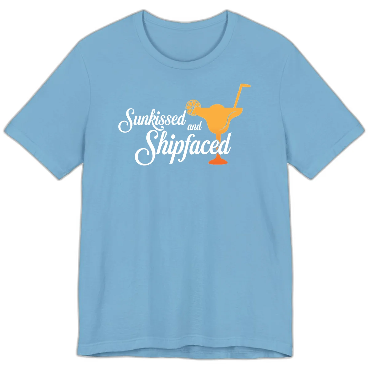 Sunkissed And Shipfaced Premium Cruise T-Shirt in Ocean Blue